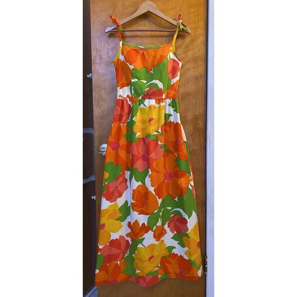 Malia Honolulu Dresses & Skirts - Vtg 60s 70s Malia Honolulu Maxi Dress Psychedelic Floral Sun Neon Hawaiian XS S